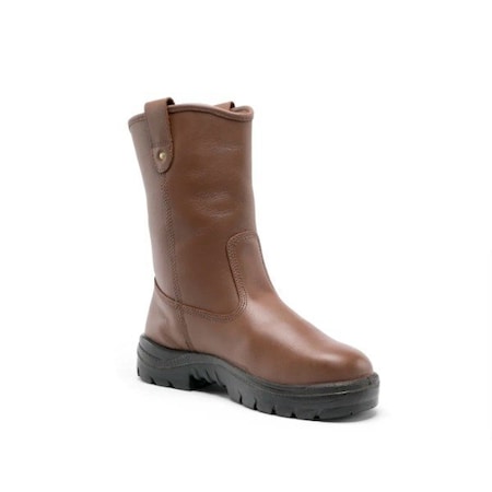 Heeler 10 High Wellington Style Soft Toe Pull-On Boots, Oak Brown, Size 12